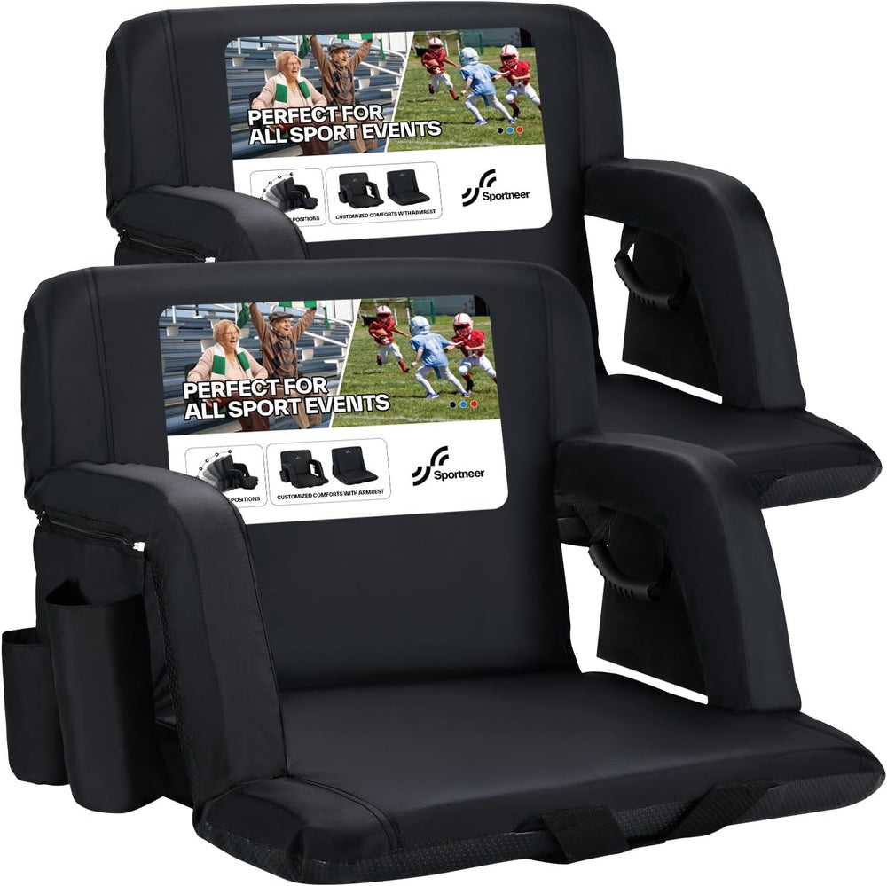 Sportneer Stadium Seats with Back Support: 2.5'' Thick Comfy Cushion ...