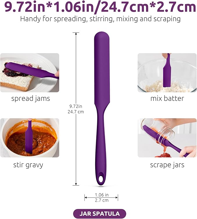 U-Taste Skinny Silicone Jar Spatula: 600ºF Heat-Resistant Food-Grade 10in Long - Image 2