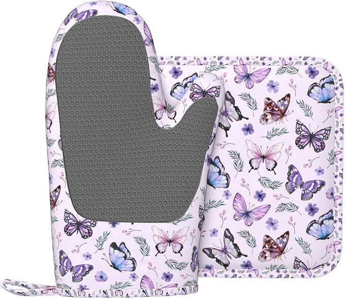 Butterflies Oven Mitts and Pot Holders Set, Cute Kitchen Accessories Heat by Nmbvcxz