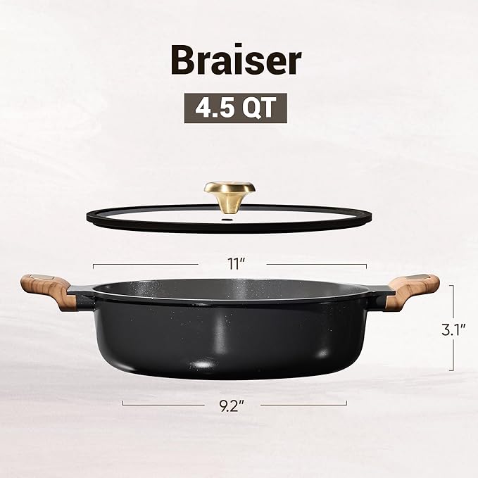 CAROTE 4.5Quart Stock Pot with Lid, Non Toxic Ceramic Soup Pot, Nonstick - Image 2