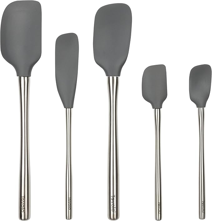 Tovolo Stainless Steel Handled Silicone Spatula Set of 5 Charcoal Gray by Tovolo