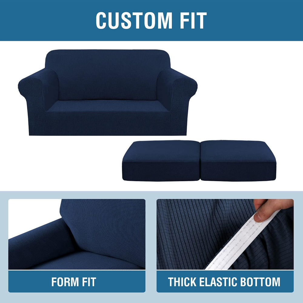H.VERSAILTEX 3 Piece Stretch Sofa Covers for 2 Cushion Loveseat Couch Covers ...