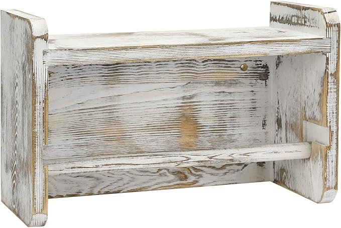 MyGift Farmhouse Paper Towel Holder, Shabby Whitewashed Wood Farmhouse Wall - Image 7