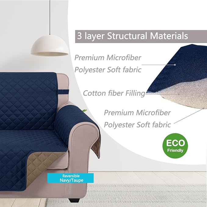 U-NICE HOME Recliner Chair Covers Reversible Quilted Water Repellent Pet - Image 5