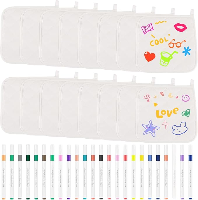 40 Pcs Pot Holder Bulk for Craft Include 16 White Heat Resistant Pot Holders by Unknown