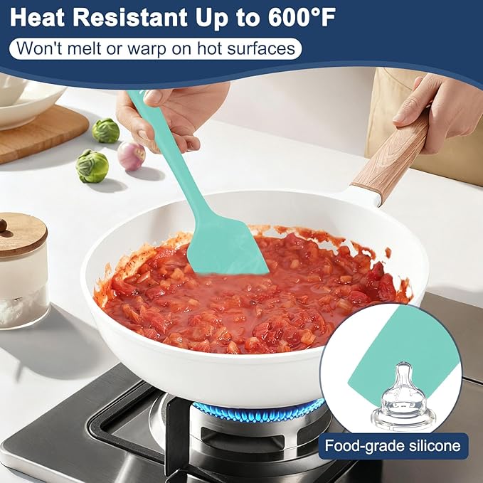 4 Pcs Silicone Spatula Set, 11.4 In, 600°F Heat Resistant Rubber Spatulas - Image 3