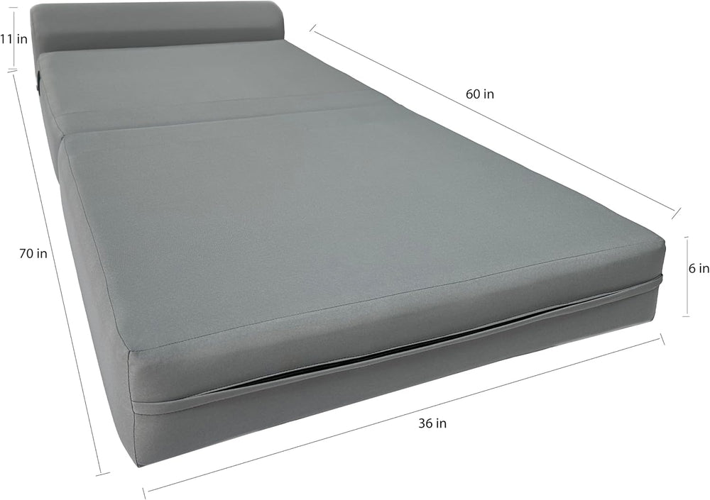 D&D Futon Furniture Sleeper Chair Folding Foam Bed, Portable Studio Guest...