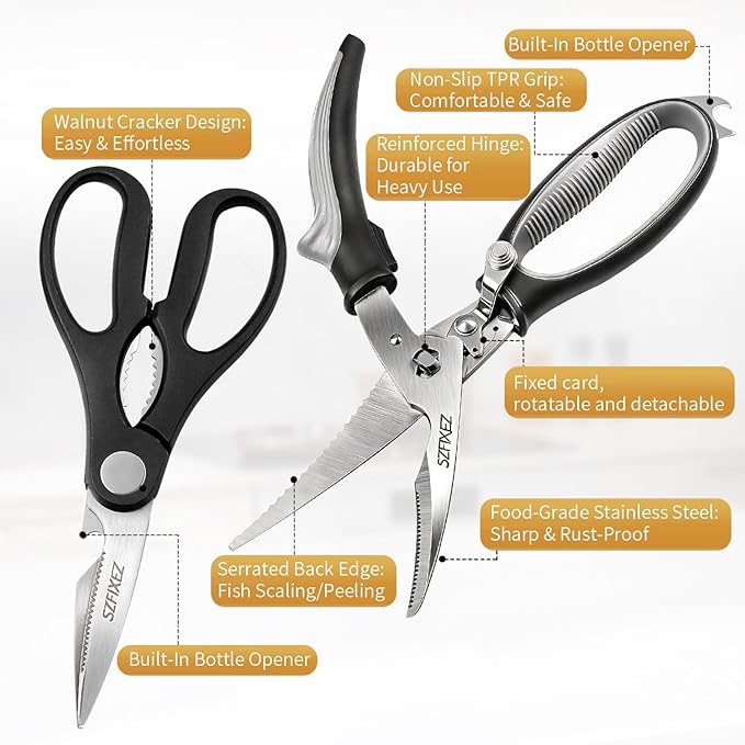 2-Piece Kitchen Scissors Set, Heavy Duty Detachable Food Grade Poultry Shears - Image 4