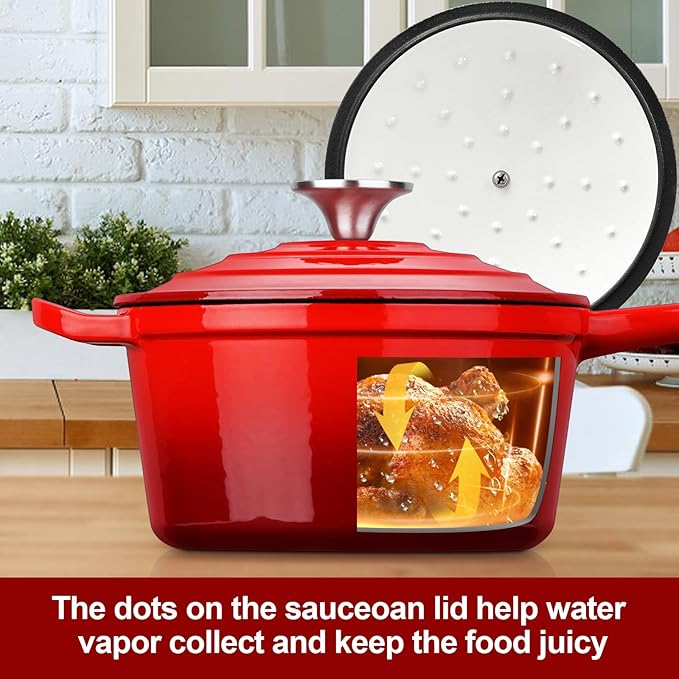 HaSteeL 1 QT Cast Iron Saucepan, Mini Enamel dutch oven - Image 5