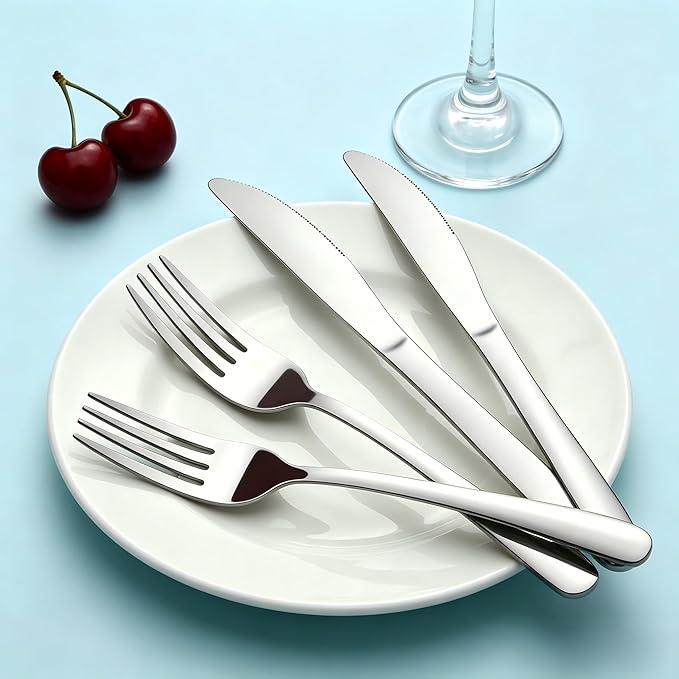 24-Piece Forks and Knives Set for 12, Food-Grade Stainless Steel Silverware Set - Image 6