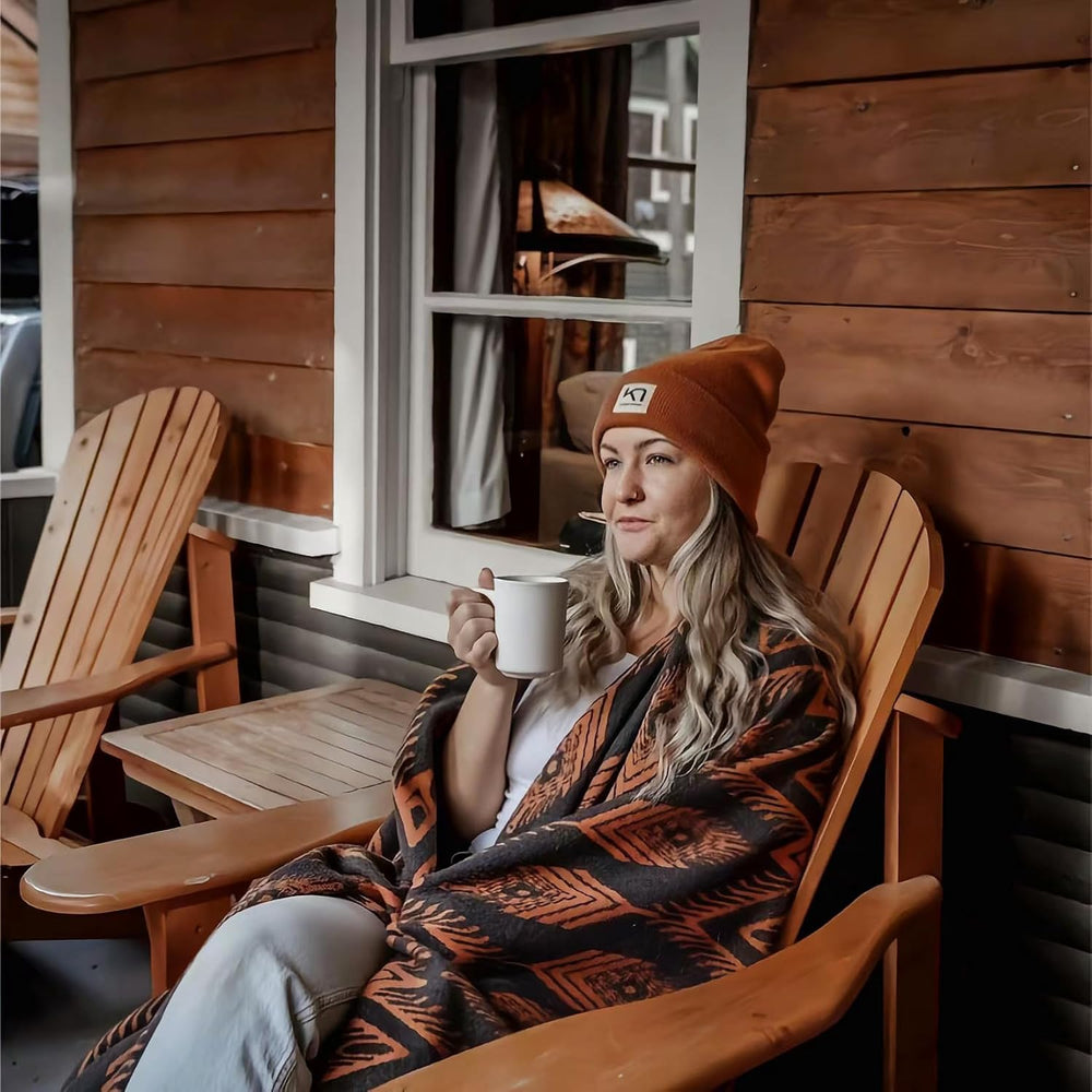 PuTian Merino Wool Blanket, Throw for Camping, 87" x 63", Bohemia O...
