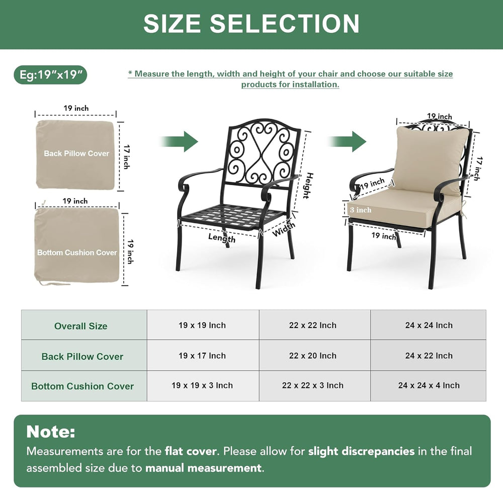Summsun Outdoor Chair Cushions Set of 4, 24 x 24 Inch, Cream