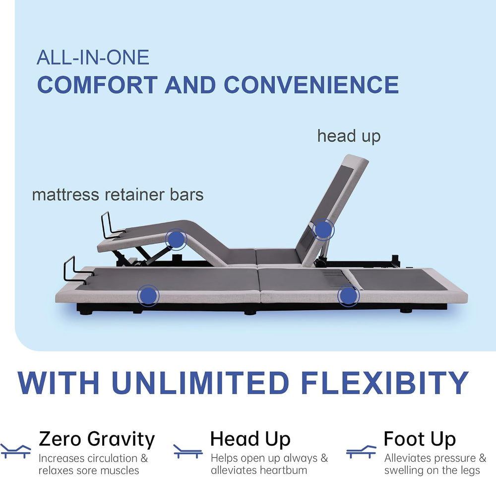 Adjustable TXL Bed Frame No Legs, Support Platform& Storage Beds