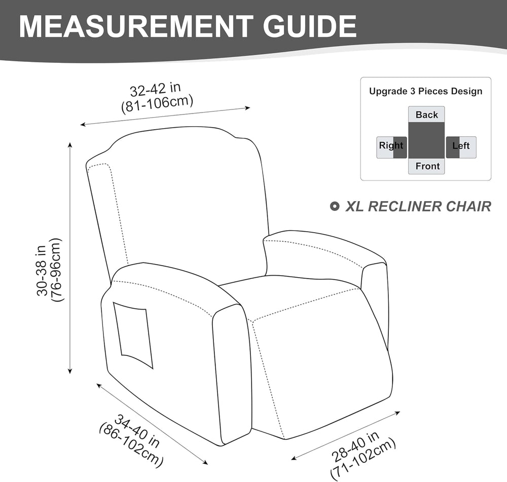 Genina Waterproof Recliner Chair Cover,XL-1 Seat Couch Cover,Dark Gray