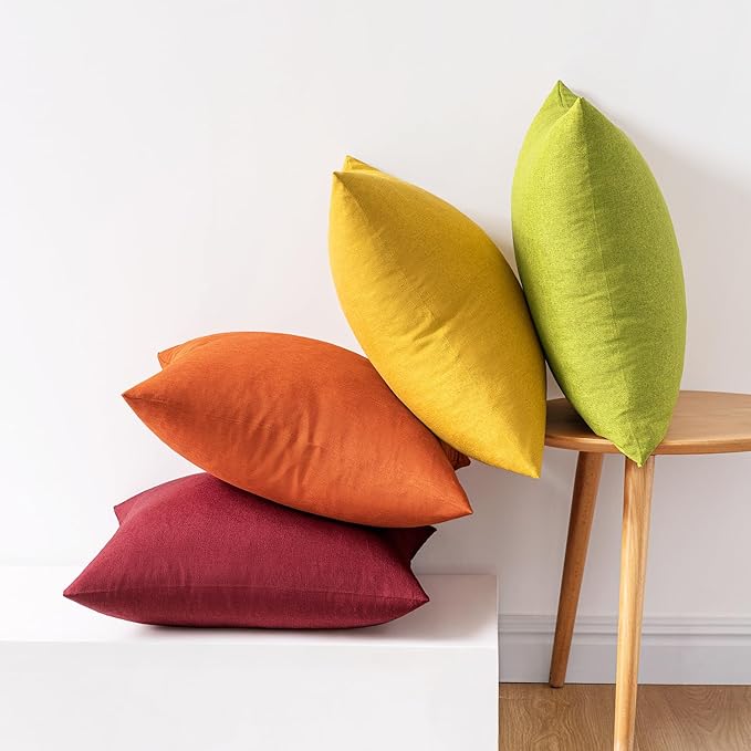 MIULEE Pack of 4 Decorative Outdoor Throw Pillow Covers Linen Waterproof Pillow - Image 6