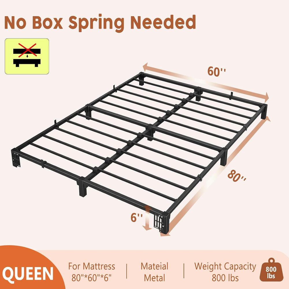 GarveeHome 6 in Queen Bed Frame, Heavy Duty Metal Platform Bed Frame with Dur...