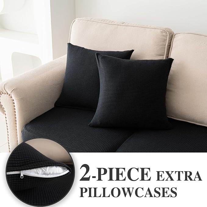 Couch Cushion Covers for Sectional Sofa L Shape Washable Separate Seat Chaise - Image 3