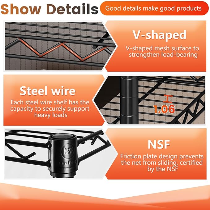 BestOffice | 6-Tier Wire Storage Shelves