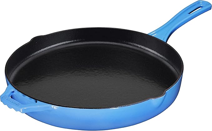 Bruntmor 12'' Blue Pre-seasoned Cast Iron Frying Pan, 12 Inch Oven Safe Skillet by Bruntmor
