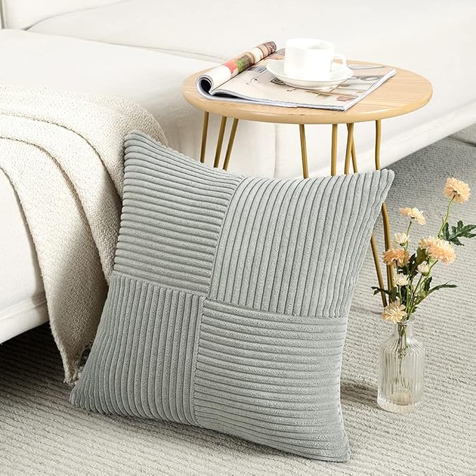 Fancy Homi 2 Packs Grey Euro Decorative Throw Pillow Covers 26x26 Inch - Image 2