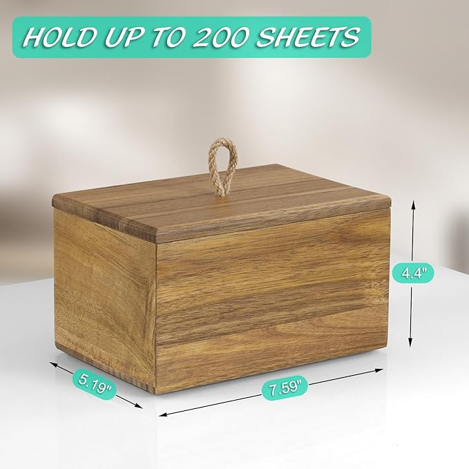 Bivvclaz Dryer Sheet Holder, Acacia Wood Laundry Sheets Container, Laundry Room - Image 2
