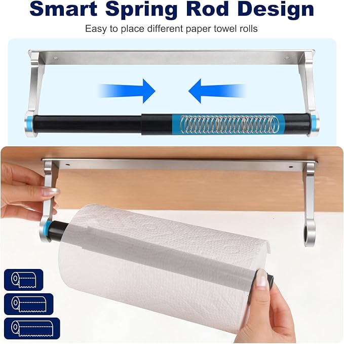 Paper Towel Holder Wall Mount Adhesive Paper Towel Holder Under Cabinet Toilet - Image 3