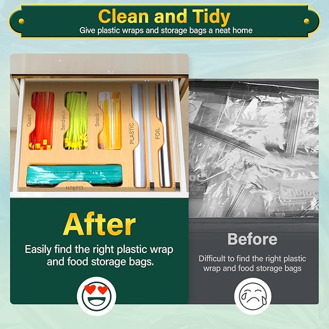 KOCWELL Bag Organizer and Plastic Wrap Dispenser