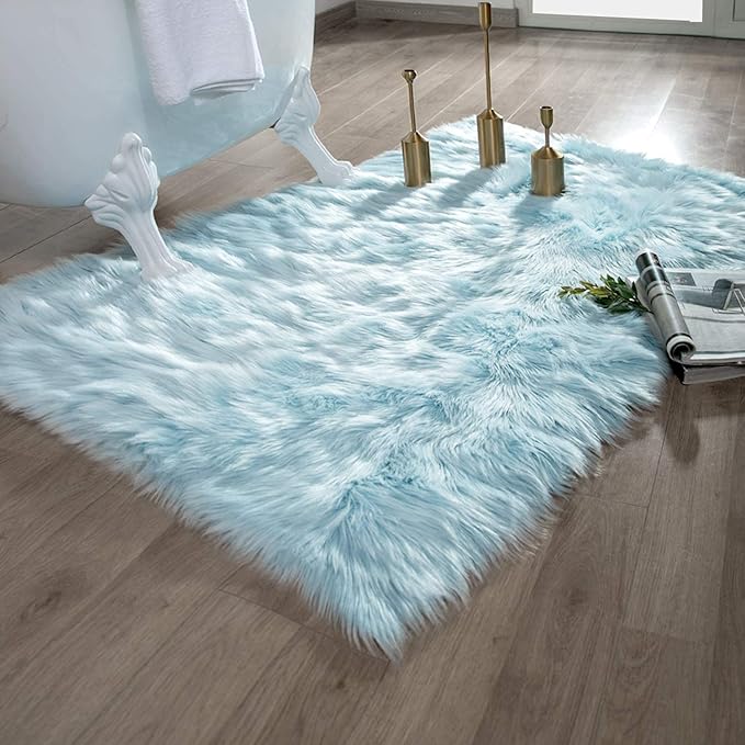 Ashler faux fur rug, Fluffy Shaggy Area Rug Ultra Soft 3 x 5 Feet Rectangle Fur - Image 4