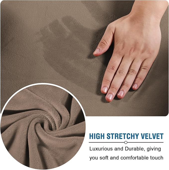 H.VERSAILTEX Modern Velvet Plush 4 Piece High Stretch Sofa Slipcover Sofa Cover - Image 5