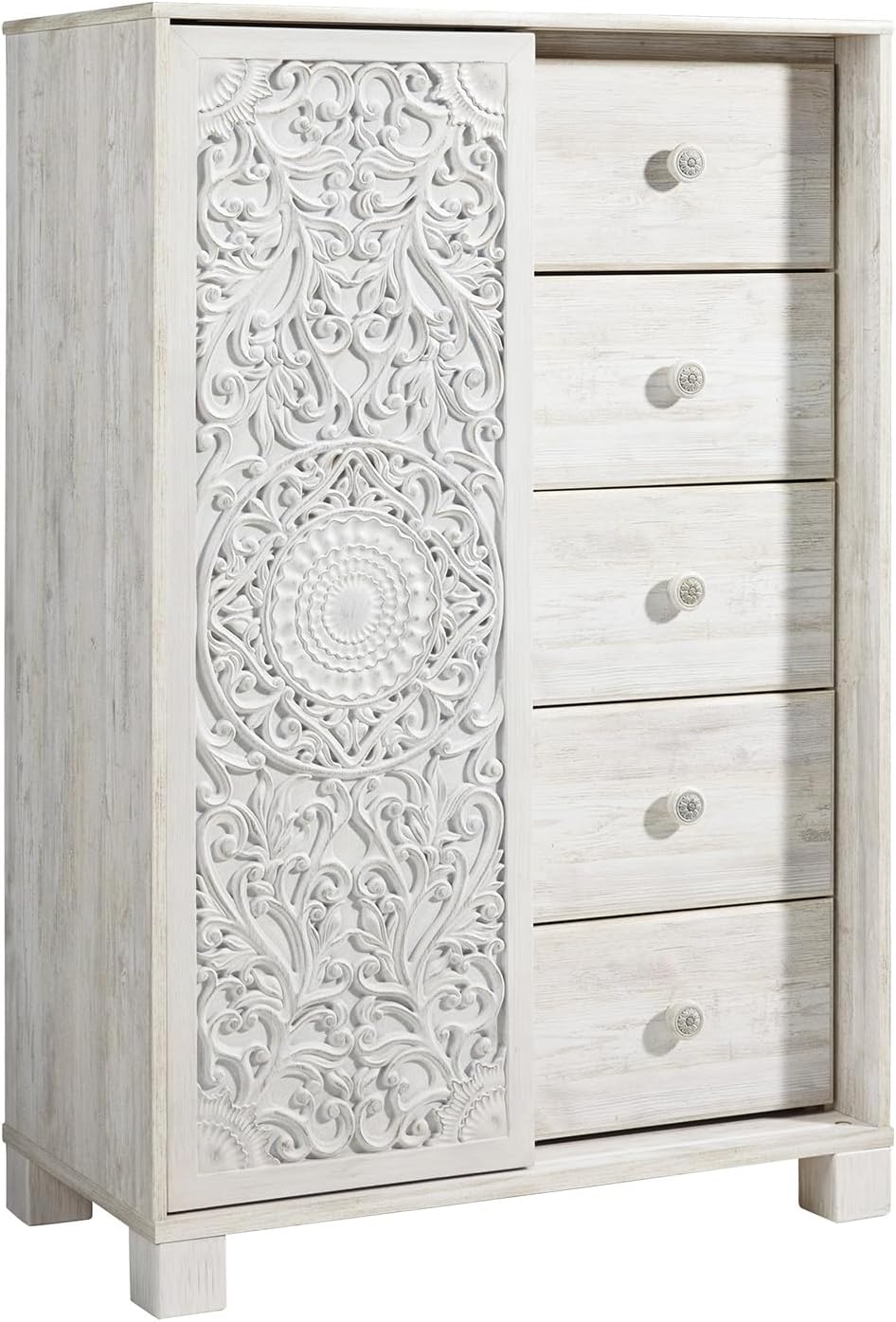 Signature Design by Ashley Tall White Dresser for Bedroom, Dressing Chest