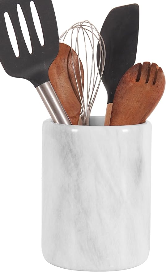 Radicaln Marble Utensil Holder 6.5" Inches White Handmade Spoon Holder by RADICALn