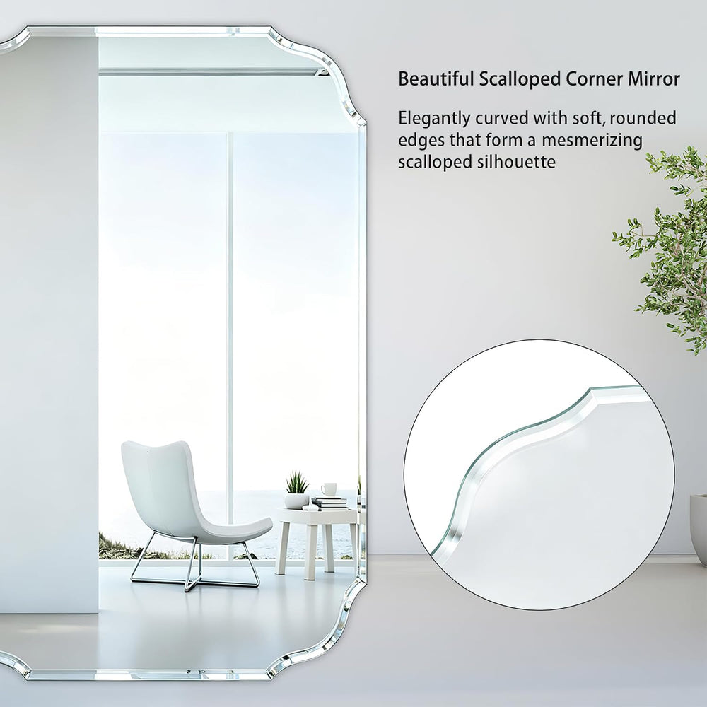 36" x 24" Silver Wall Mirror Beveled Edge Frameless Mirrors for Bat...