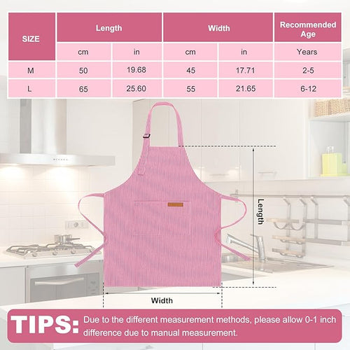 2 Pack Stripes Kids Apron, Kids Cooking Aprons - Image 2