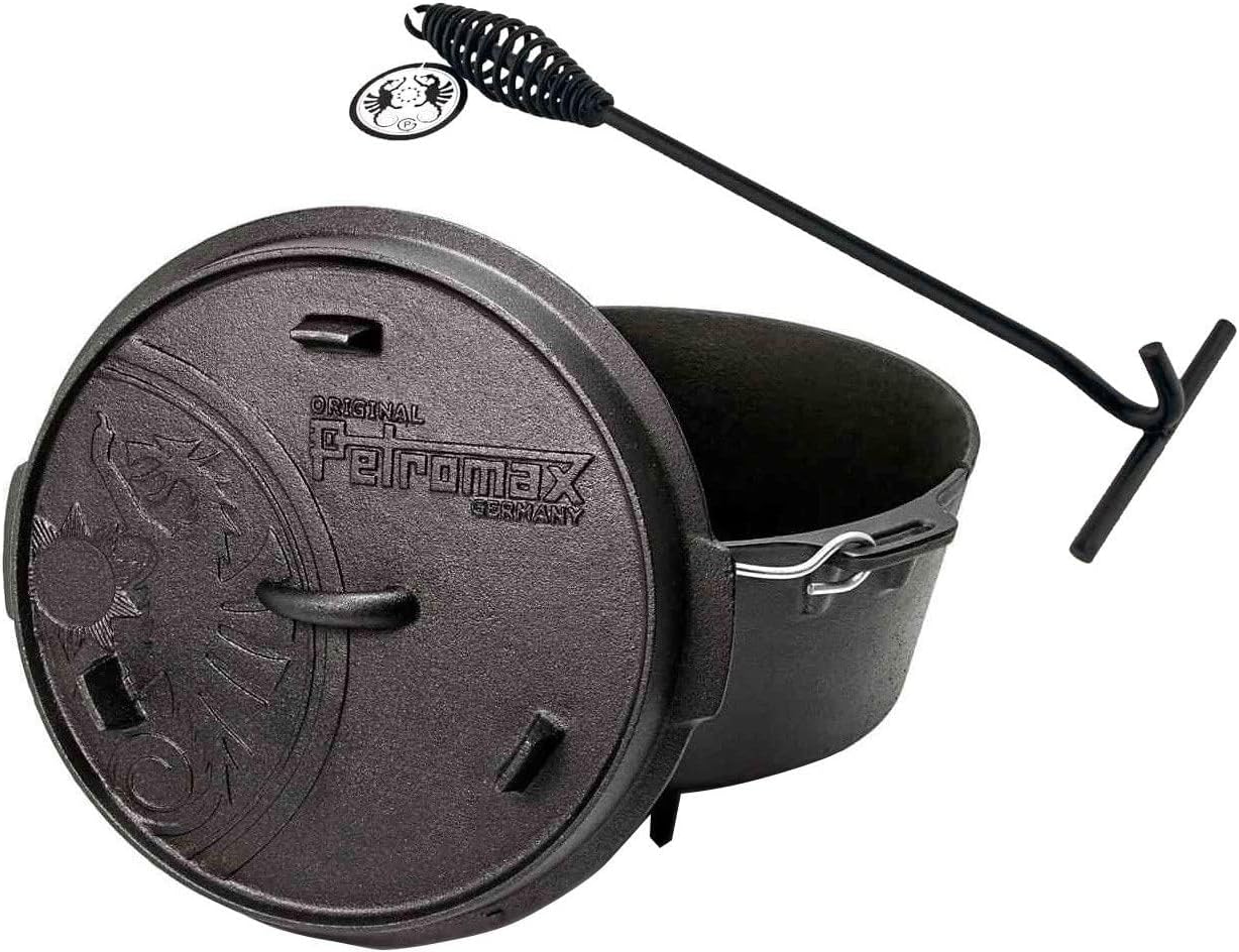 Petromax ft6 Feuertopf mit Füße Dutch Oven Set INKL. Deckelheber Schmortopf