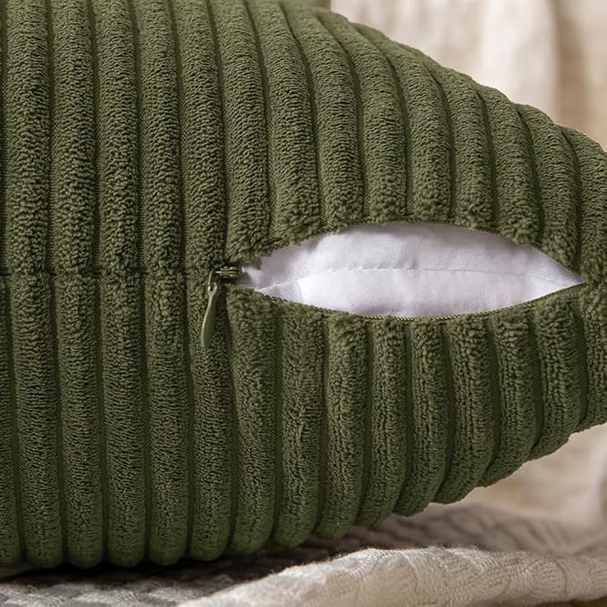 MIULEE Olive Green Decorative Throw Pillow Covers 20x20 Inch - Image 4