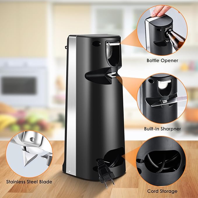 Davivy Electric Can Opener, One Touch Lid Opener, Removable Stainless Steel - Image 3