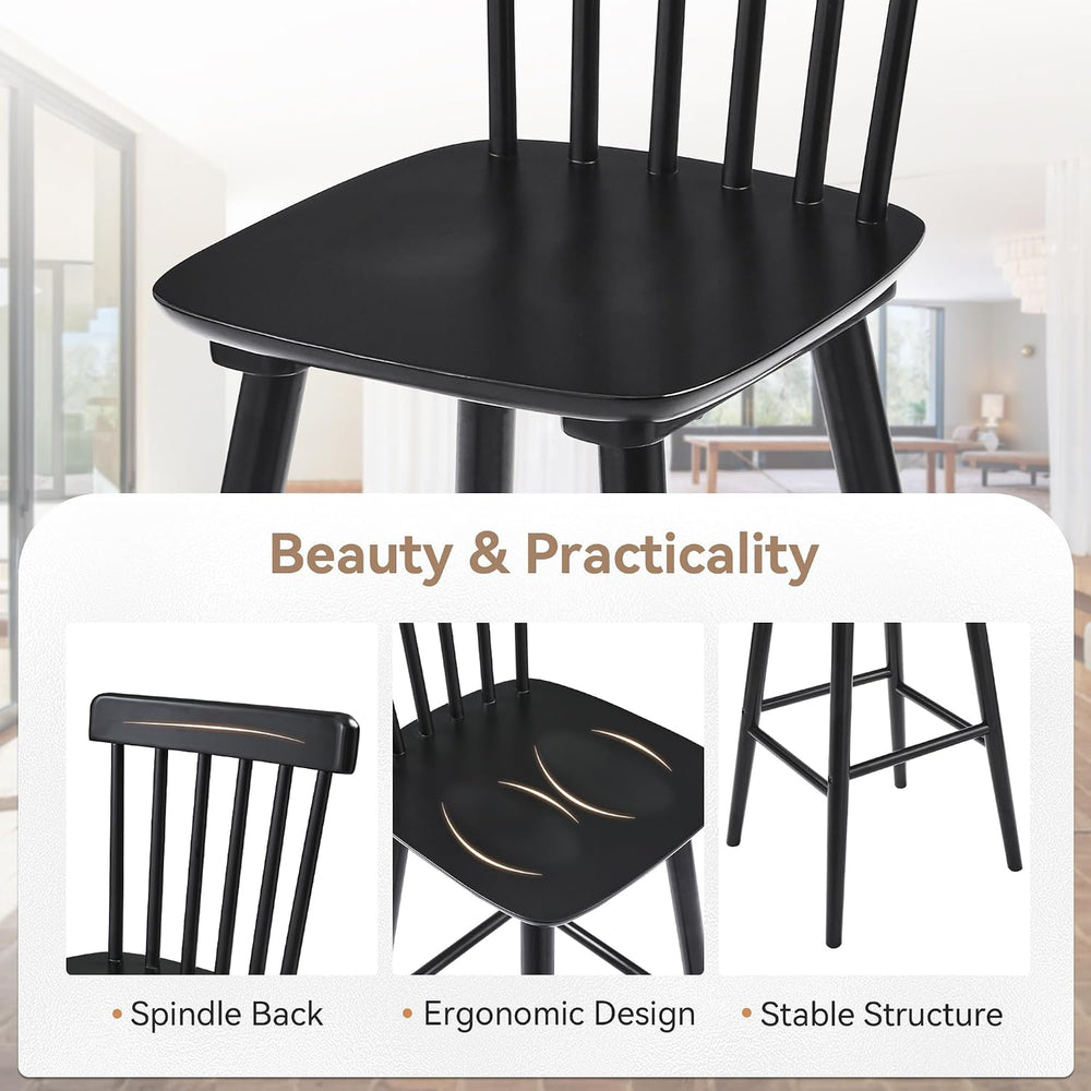 LUE BONA Windsor Wooden Bar Stools Set of 3 for Kitchen Island, Farmhouse 24 ...
