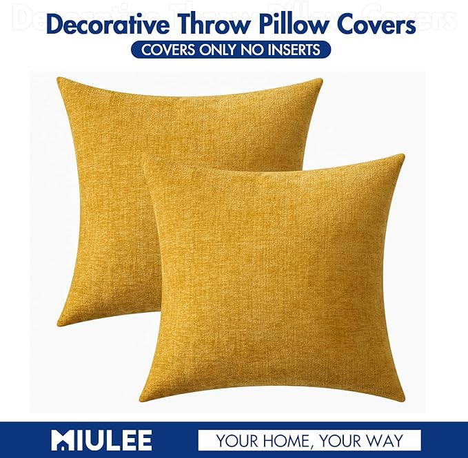 MIULEE Pack of 2 Mustard Yellow Throw Pillow Covers 18x18 Inch Soft Spring - Image 6