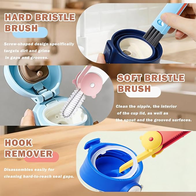 3 in 1 Cup Lid Cleaning Brush, Insulated Cups and Tumblers, Deep Cleaning Tool - Image 3