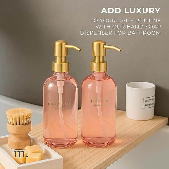 MaisoNovo Soap Dispenser 2-Piece Set | 16.9oz Pink Bottles - Image 3