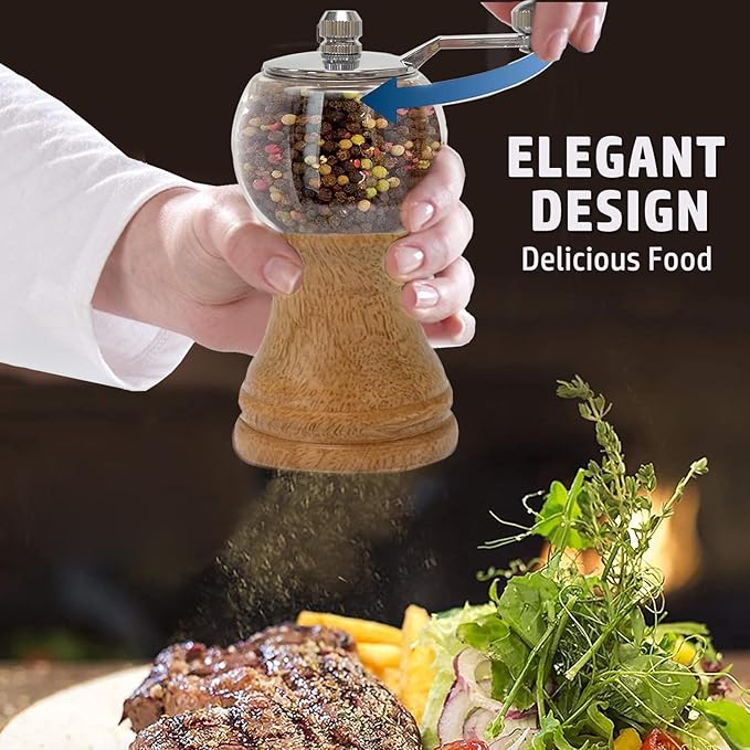 Salt and Pepper Grinder Set Manual Pepper Mill Salt Pepper Grinder Set 2pcs-5in - Image 5