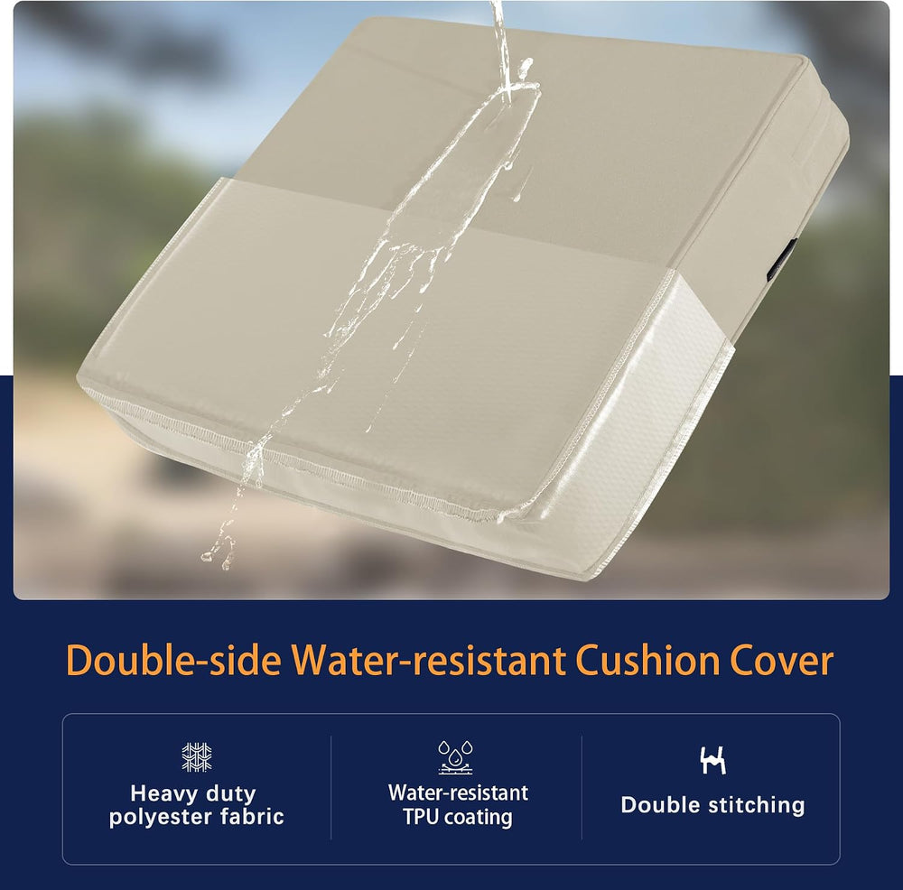 Favoyard Outdoor Patio Seat Cushions Set, 24 x 24 Inch, Waterproof, Beige