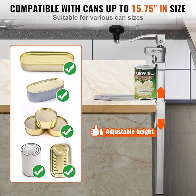 VEVOR Commercial Can Opener, Heavy-Duty Manual Tabletop Cans Opener - Image 3