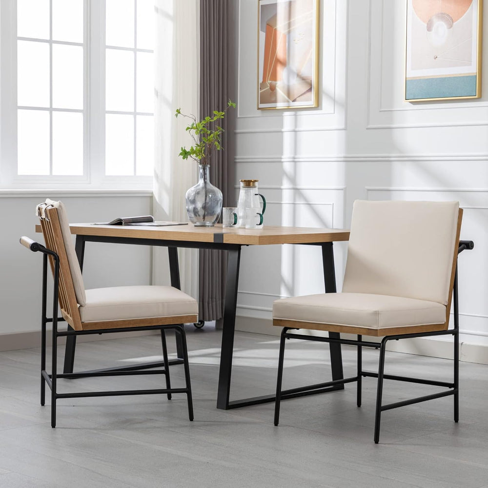 HEAH-YO Modern Dining Chairs Set of 2, Upholstered PU Leather Dining Room Cha...