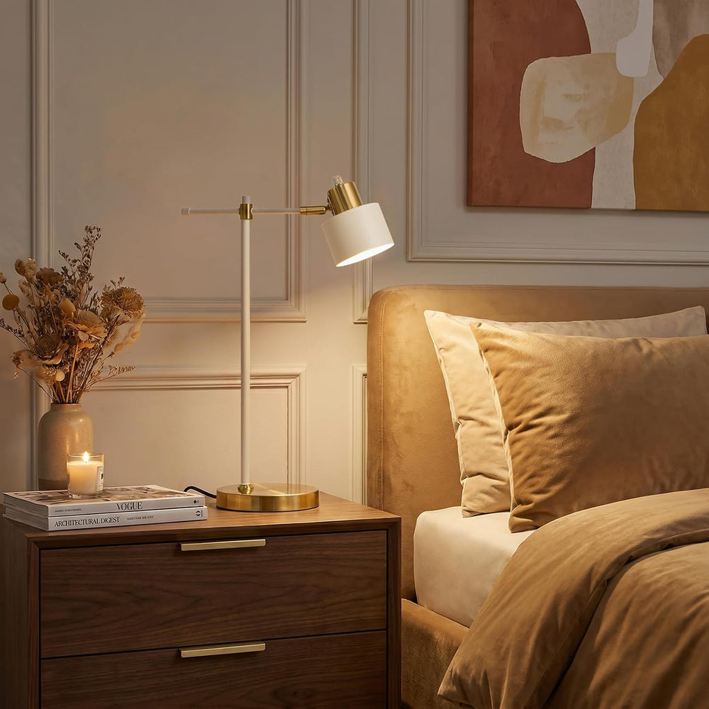 22.2" Modern Desk Lamp, Metal Table Lamp with LED Bulb, Adjustable Readi...