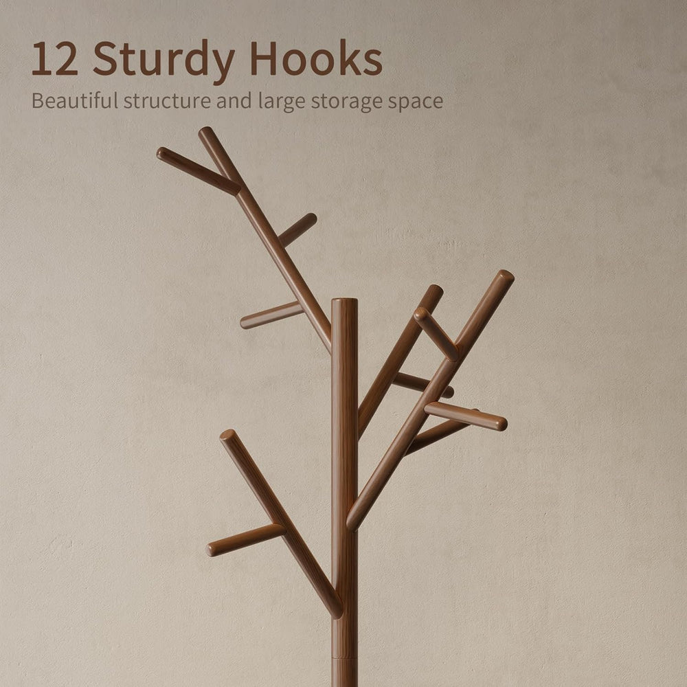 Muwuele Coat Rack, Solid Wood Coat Rack Freestanding With 12 Hooks, Coat Tree...