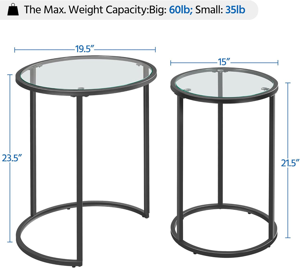 Yaheetech Round Nesting End Table Set of 2,Stacking Side Tables,Coffee Tables...