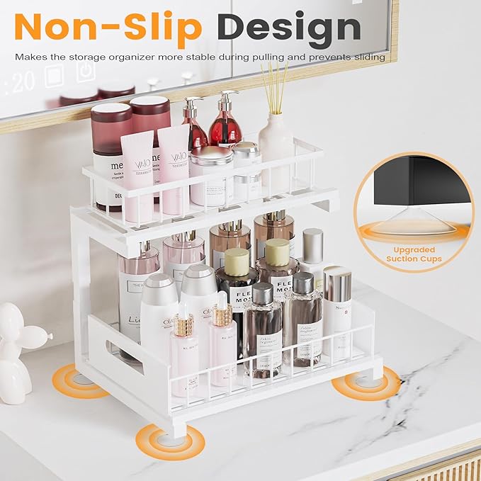Under Sink Organizer, Heavy Duty Metal Pull Out Cabinet Organizer Slide Out - Image 5