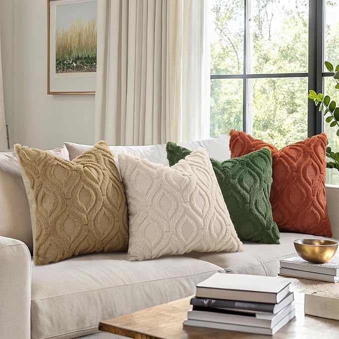decorUhome Throw Pillow Covers 12x12 Inch Set of 2, Soft Plush Decorative Faux - Image 7