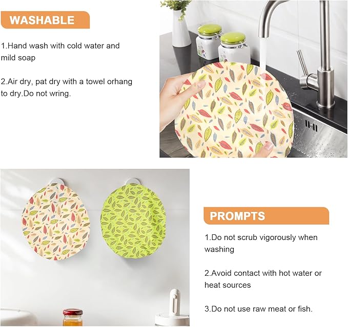 Reusable Bowl Covers for Bread Proofing（2 Large）- Cotton Beeswax Bowl Covers - Image 7